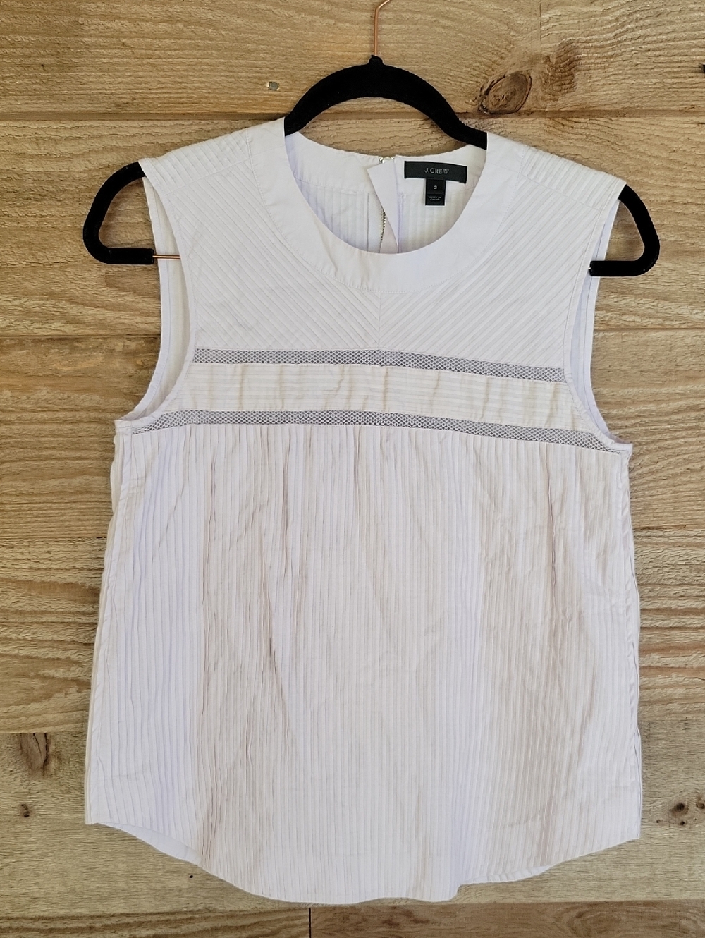 J. Crew Pale Purple Size 2 Sleeveless Pintuck Panel Top